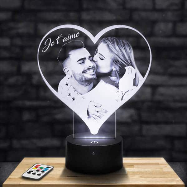 Lampe photo personnalisee coeur