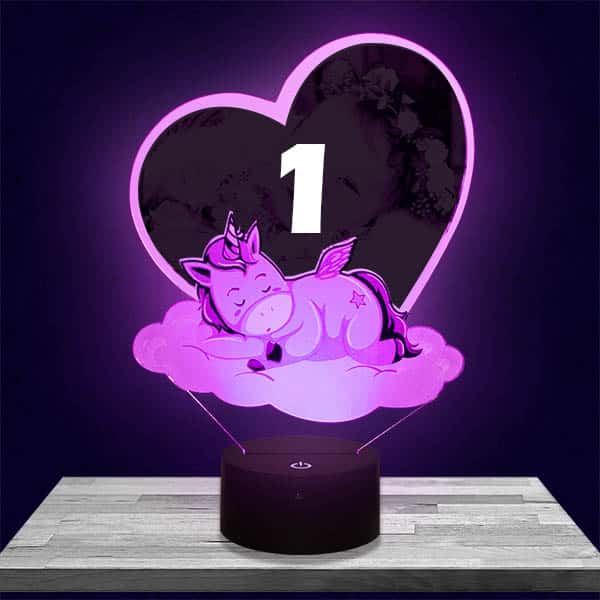 Customised kid's Night Light Heart & Unicorn