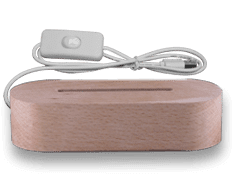 Solid wood base oval with white light (18€)