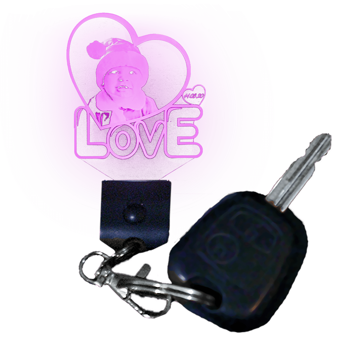 7 colours keyring + 2 automatic modes Love heart