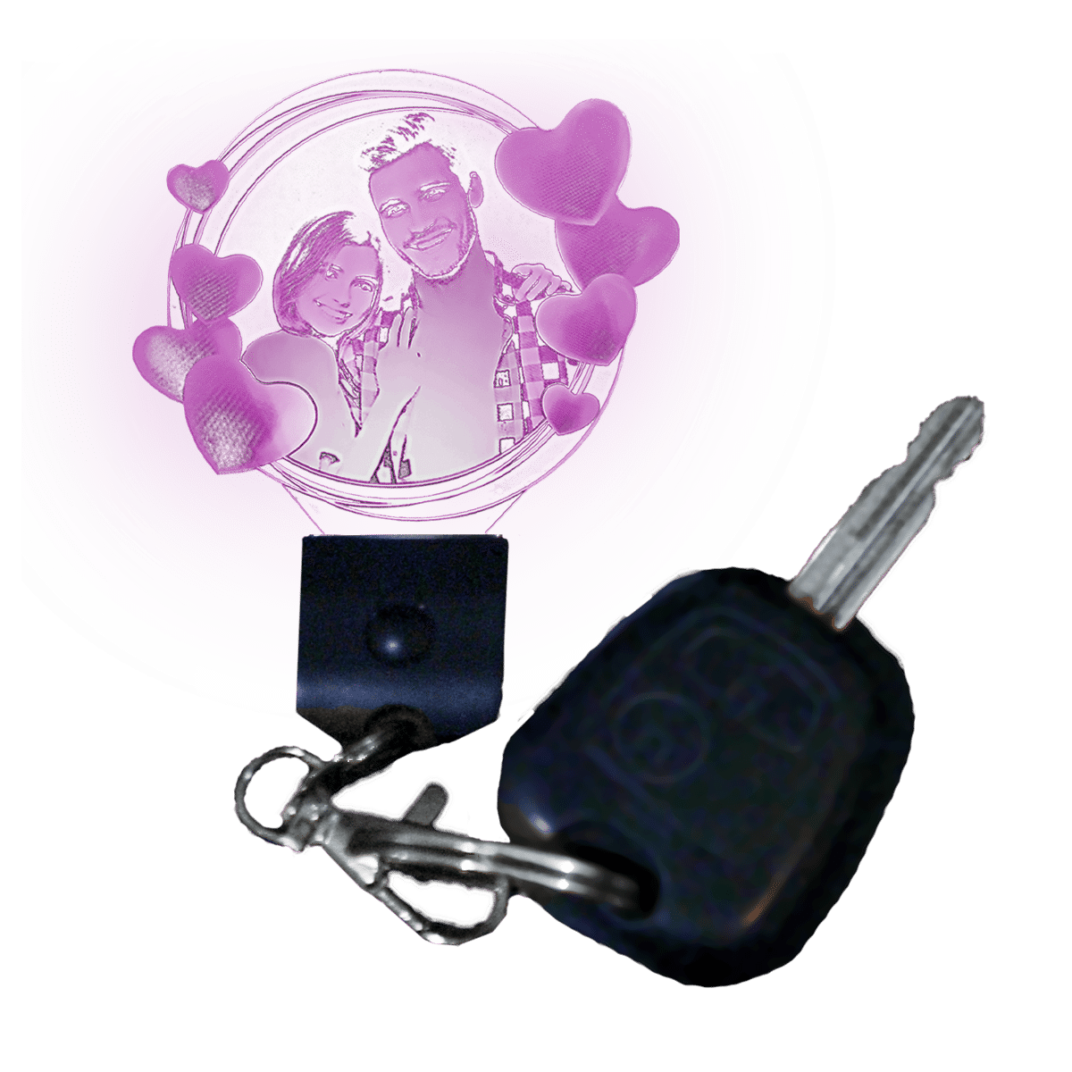 7 colours keyring + 2 automatic modes rounded heart