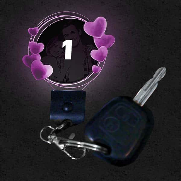 Customised Illuminated  Rounded Hearts Keyring