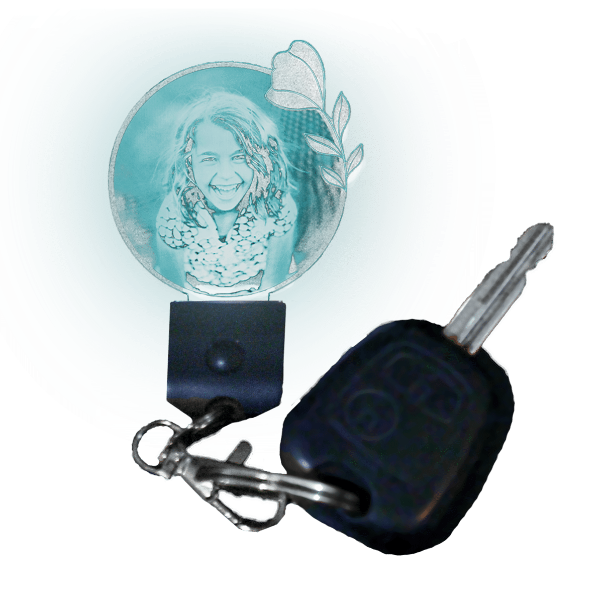 7 colours keyring + 2 automatic modes rounded flower