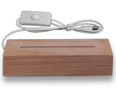 Solid wood base rectangular with white light (18€)