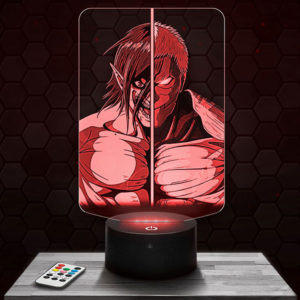 Lampe 3D L'attaque des Titans - Assaillant vs Cuirassé avec socle au choix !