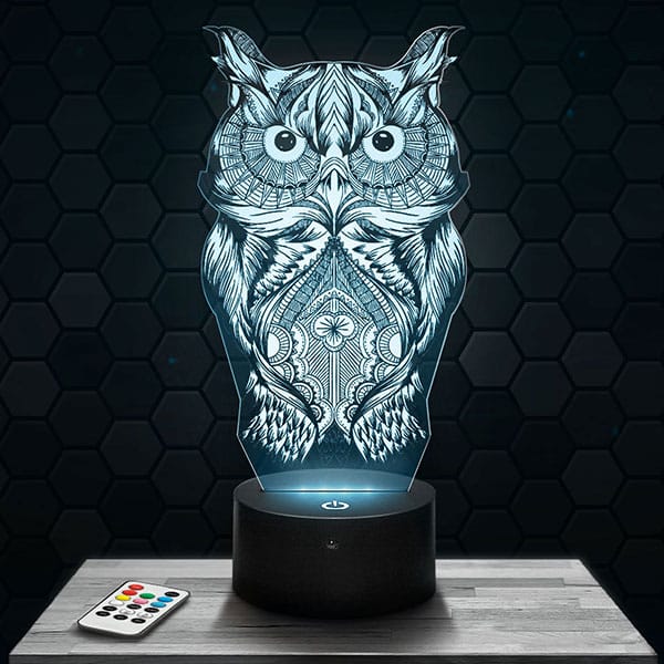 lampe-3d-chouette Lampe 3D Chouette avec socle au choix !