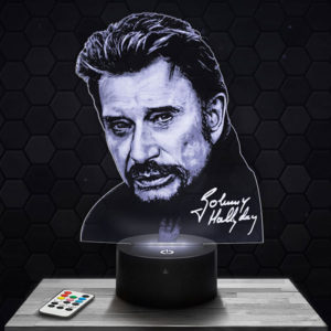 Lampe 3D Johnny Hallyday avec socle au choix !