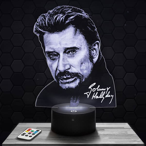 Lampe 3D Johnny Hallyday avec socle au choix !