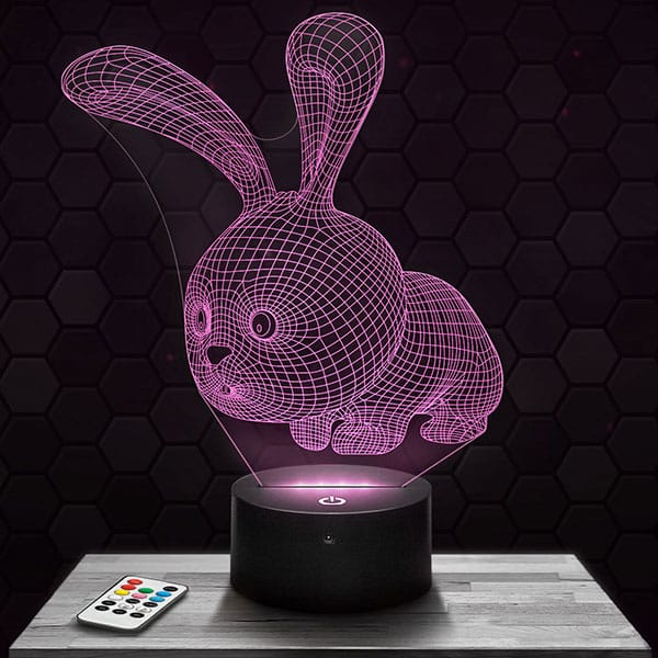 lampe-3d-lapin-mignon Lampe 3D Lapin Mignon avec socle au choix !