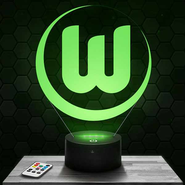 lampe-3d-logo-wolfsburg Lampe 3D Logo Wolfsburg avec socle au choix !