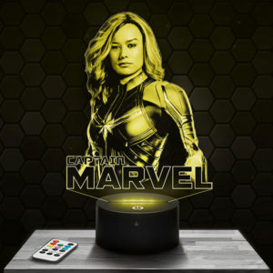 Lampe 3D Marvel - Captain Marvel avec socle au choix !