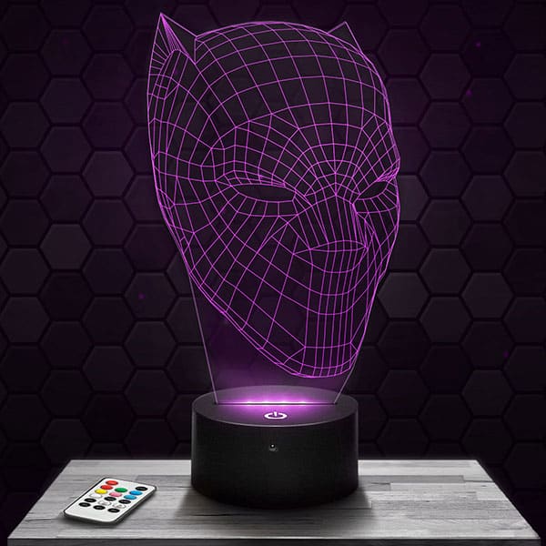 lampe-3d-masque-black-panther Lampe 3D Masque Black Panther avec socle au choix !