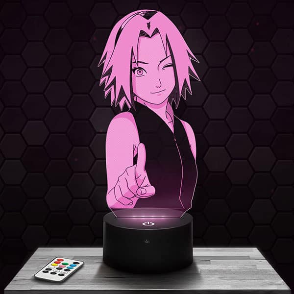 lampe-3d-naruto-sakura Lampe 3D Sakura - Naruto avec socle au choix !