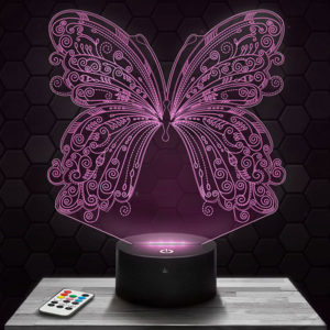 Lampe 3D Papillon avec socle au choix !