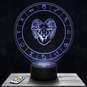 Lampe 3D Signe Astrologique - Bélier avec socle au choix !