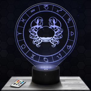 Lampe 3D Signe Astrologique - Cancer avec socle au choix !