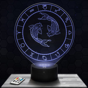 Lampe 3D Signe Astrologique - Poissons avec socle au choix !