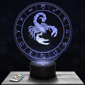 Lampe 3D Signe Astrologique - Scorpion avec socle au choix !