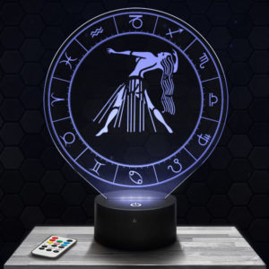 Lampe 3D Signe Astrologique - Vierge avec socle au choix !