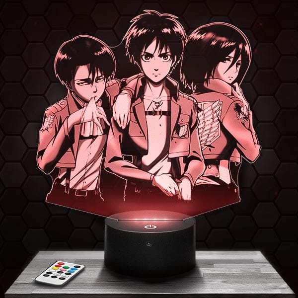 lampe-3d-attaque-des-titans-team-manga L'Attaque Des Titans - Livai Ackerman Eren Jäger Mikasa Ackerman