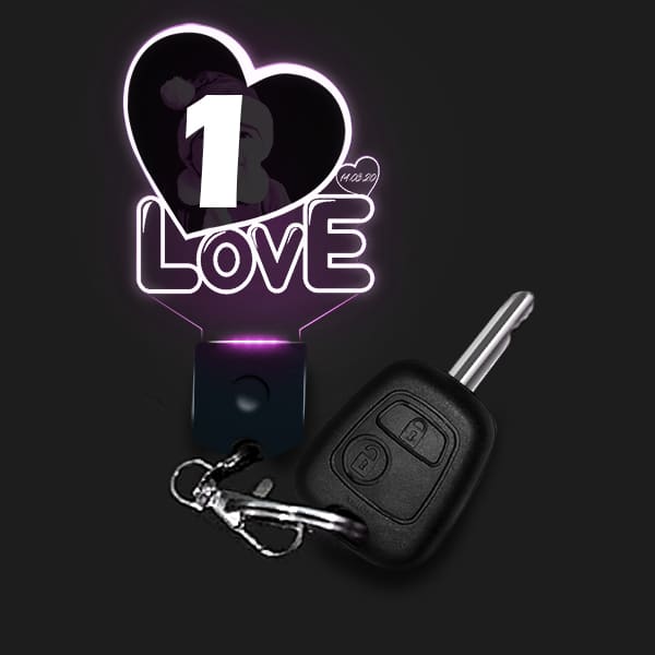 Customised Illuminated Love Heart Keyring