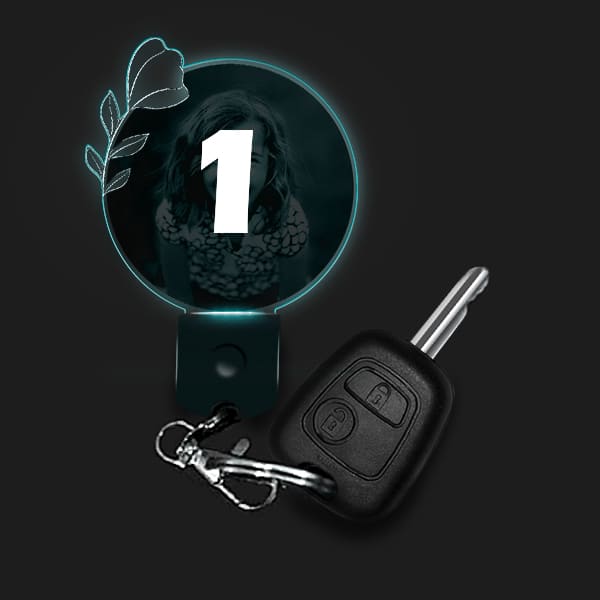 Customised Illuminated Round Flower Keyring