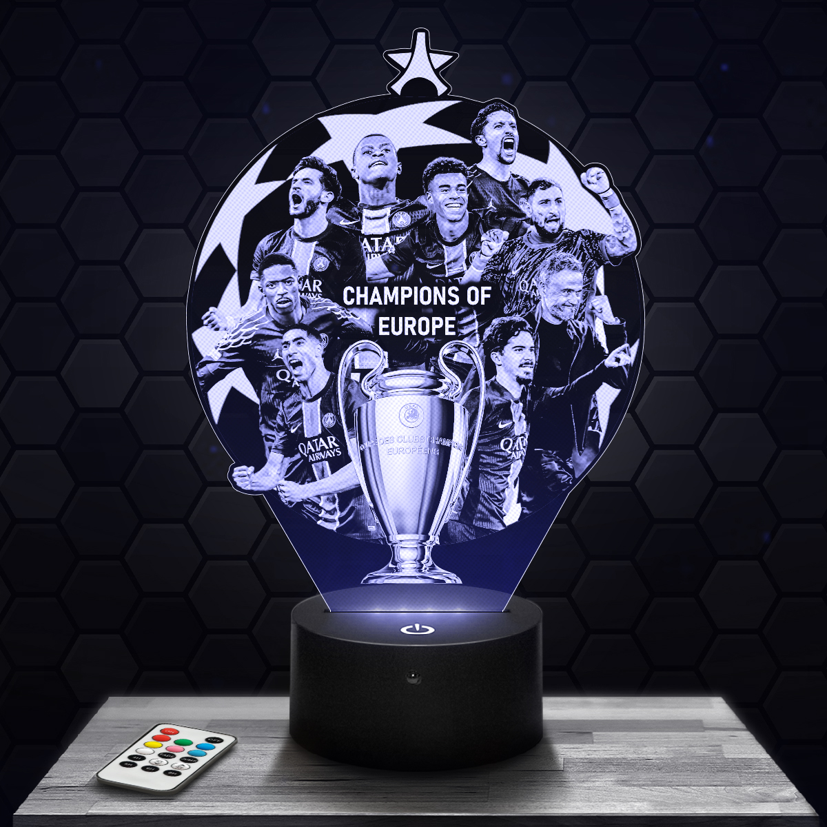 lampe-3d-champion-europe-bleu Lampe LED 3D PSG Champion d'Europe 2025