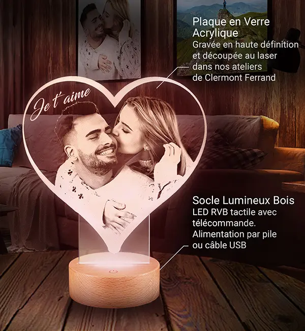 Lampe Photo personnalisée changement couleur rouge