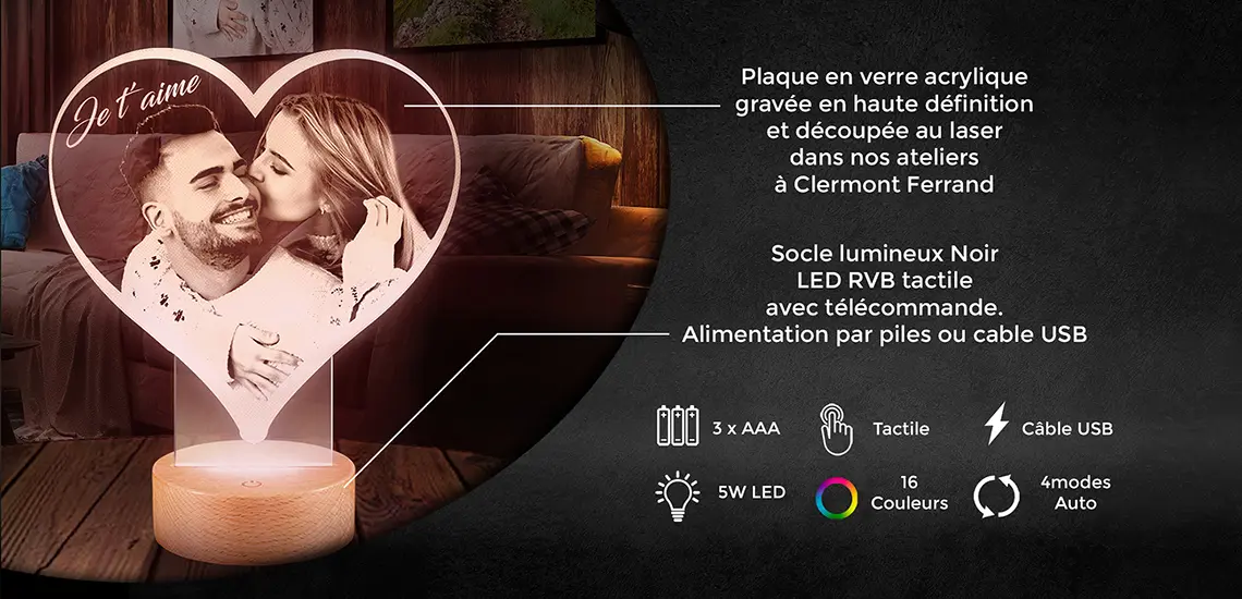 Lampe Photo personnalisée changement couleur rouge